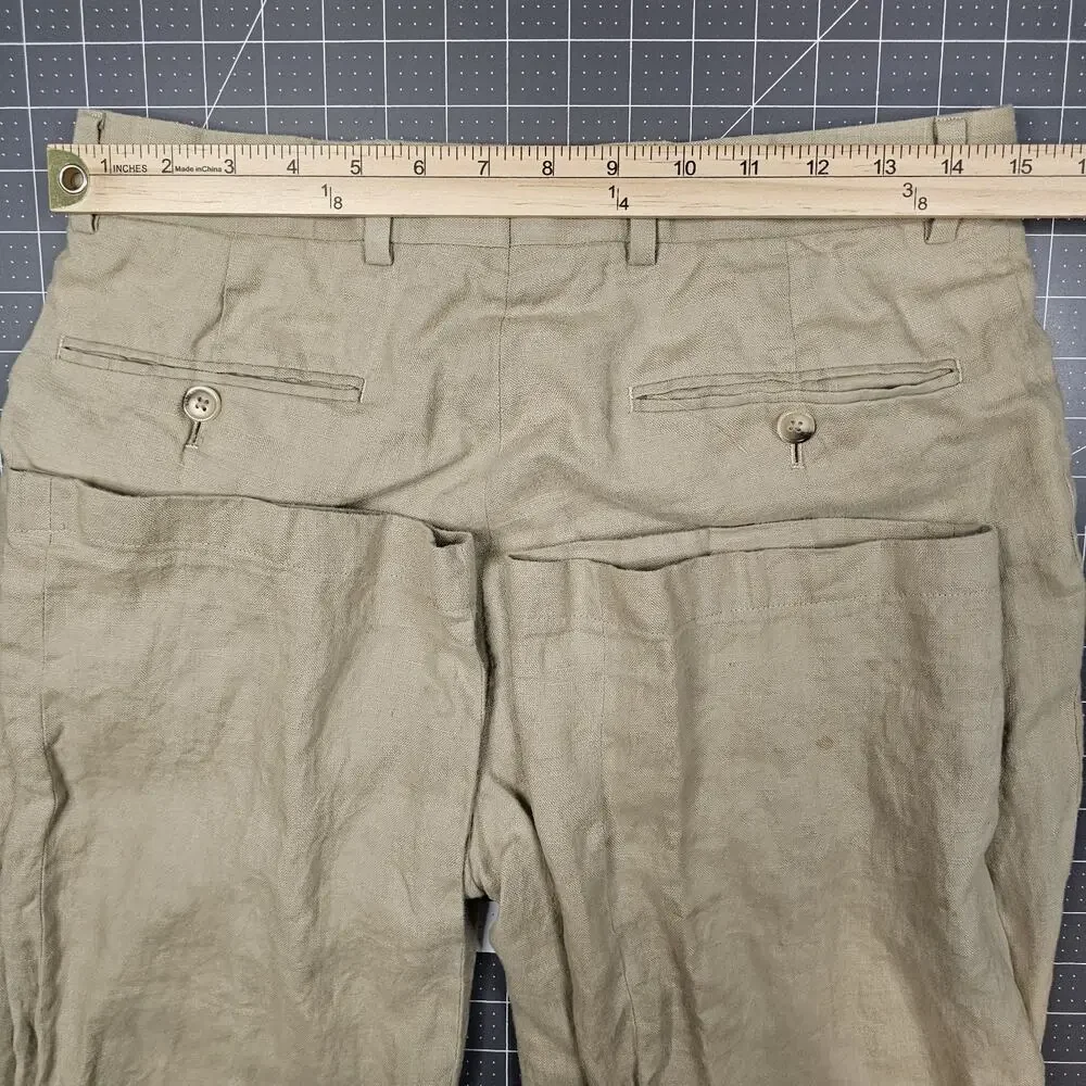 Brooks Brothers Linen Pants 30x28 Tan Khaki Straight Chinos Preppy Trousers Read